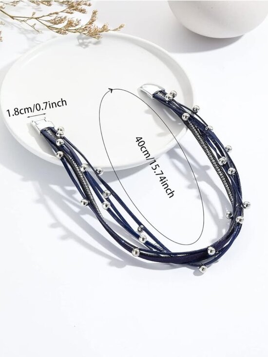 Two-Loop Beaded Leather Bracelet - Picture 2 of 2